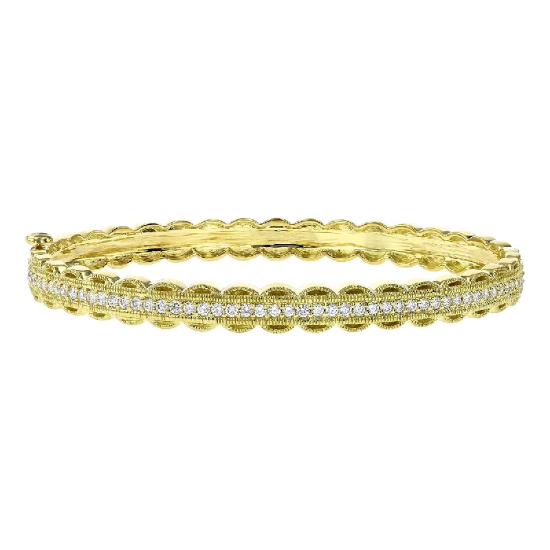 Bangles For Festival Fashion-Scalloped Edge Diamond Bangle