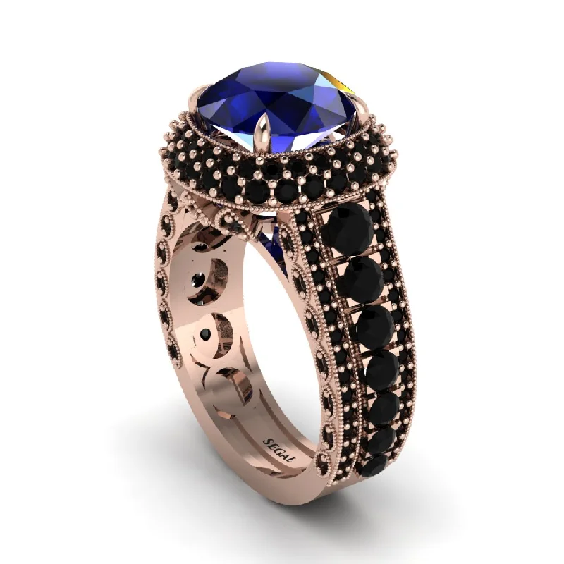 Unique Gold Rings For Bold Style-Sapphire Radiant Majesty Pave Engagement Ring - Cataleya No. 44