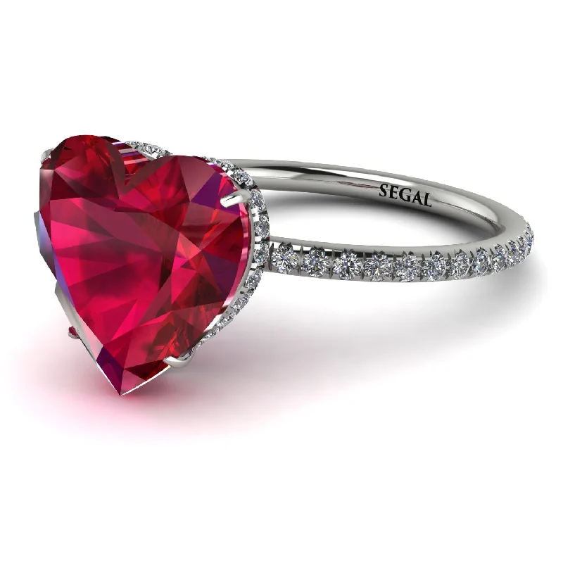 Customizable Gemstone Rings For Brides-Heart Shape Ruby Ring - Noelle No. 12