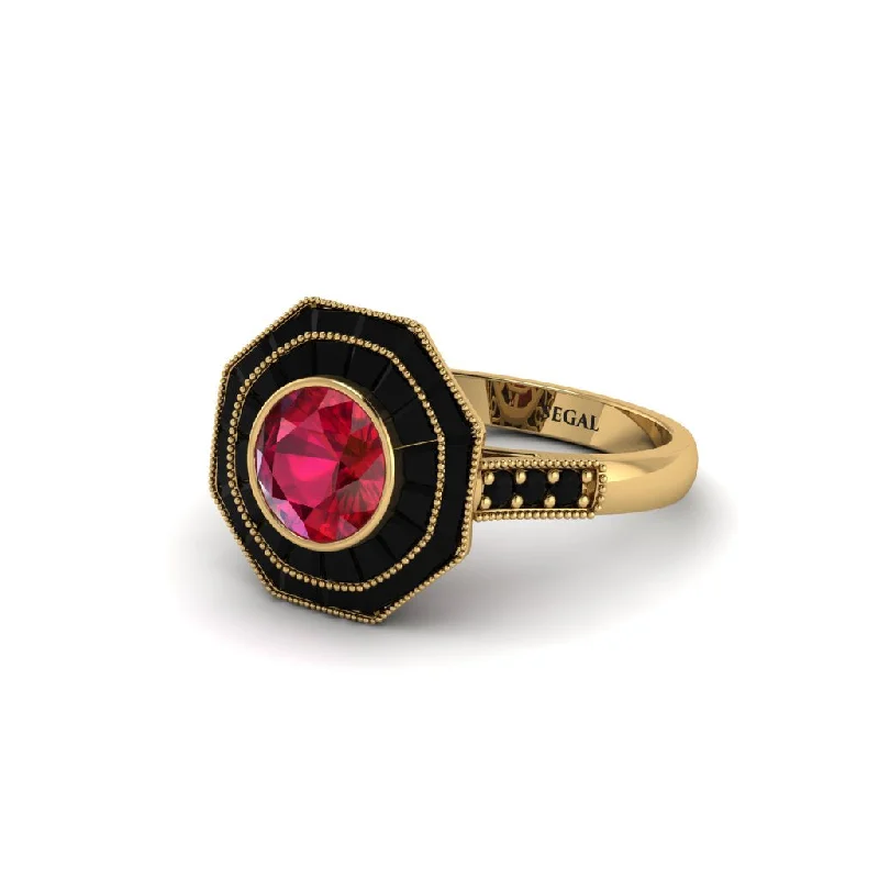 Personalized Initial Rings For Custom Gifts-Ruby Radiant Majesty Engagement Ring - Francesca No. 40