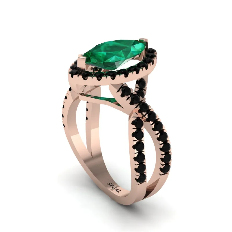 Statement Gold Rings For Fashion Enthusiasts-Emerald Marquise Split Shank Engagement Ring - Carly No. 35