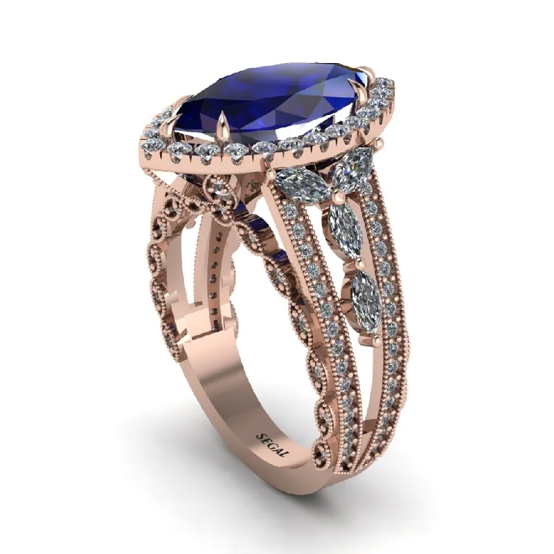 Beautiful Cocktail Rings For Evening Fashion-Sapphire Majestic Splendor Engagement Ring - Antonella No. 14