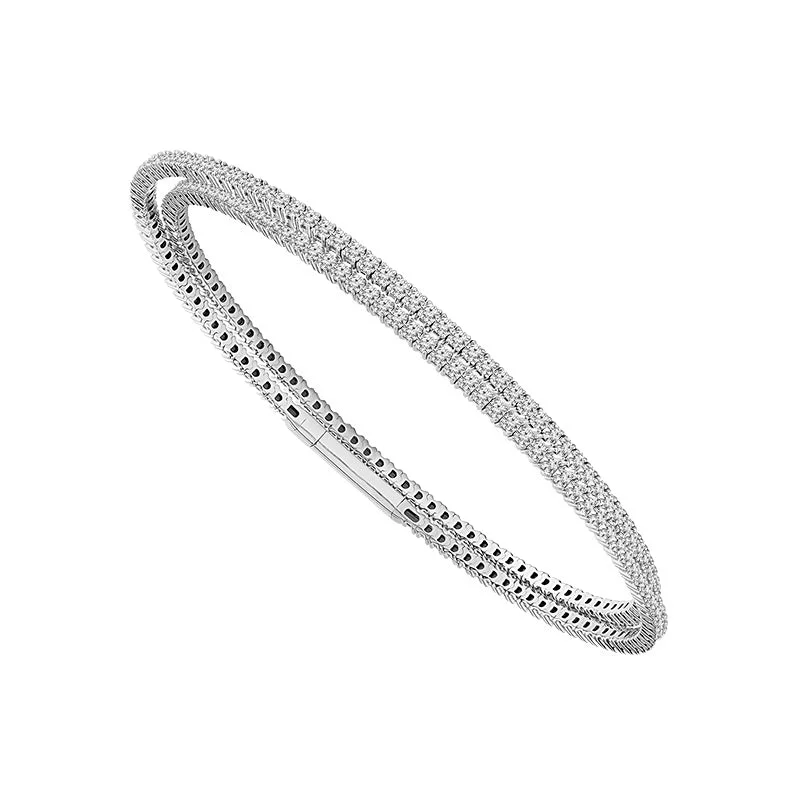 Bangles For Graduation Parties-2 3/4 Ctw Diamond Flexible Bangle Bracelet in 14 Karat White Gold