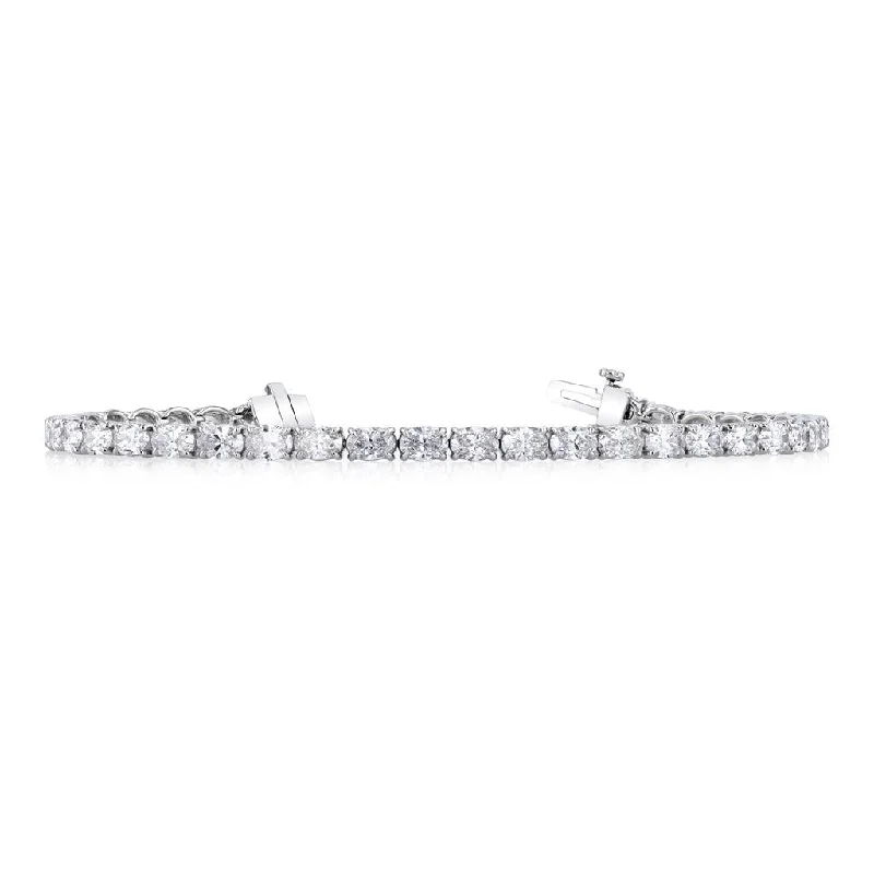 Bracelets For Men-14k White Gold Oval Diamond Bracelet - 7.36cttw