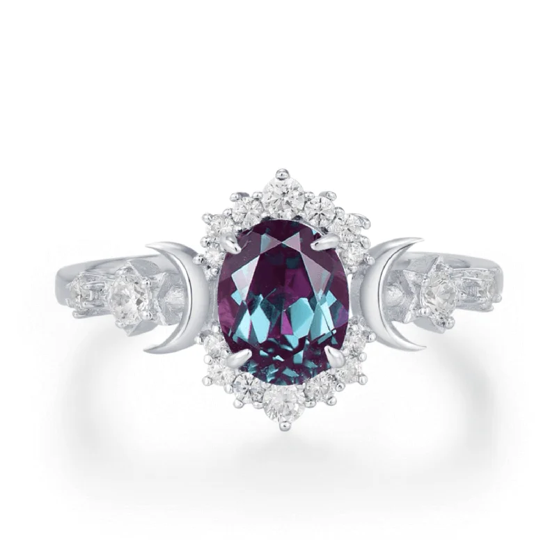 Personalized Stack Rings For Brides-Galactic Alexandrite Ring