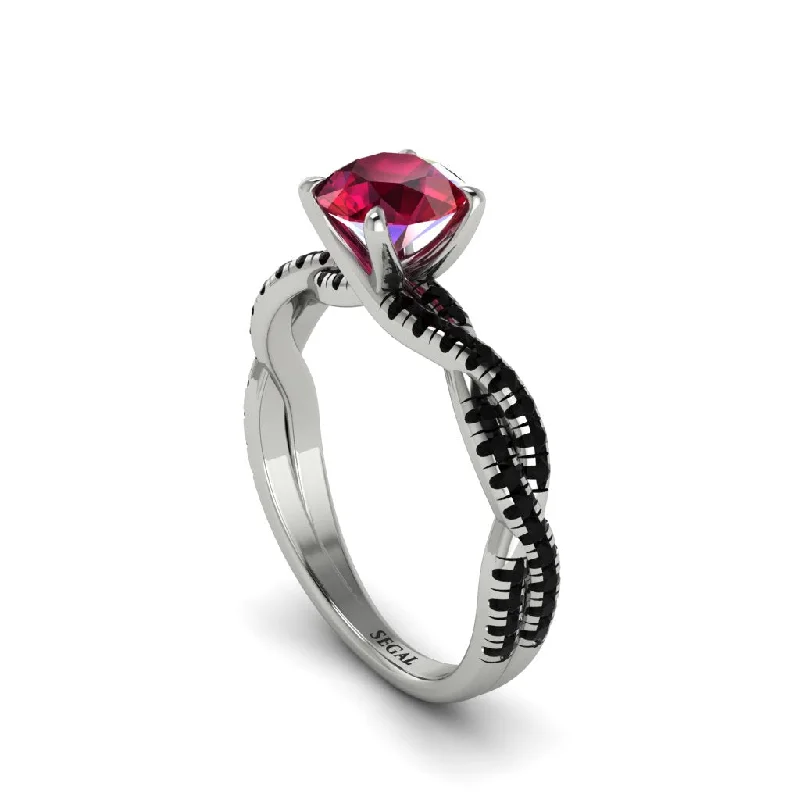 Custom Gemstone Wedding Rings For Brides-Round Cut Ruby Eternal Embrace Engagement Ring - Nia No. 42