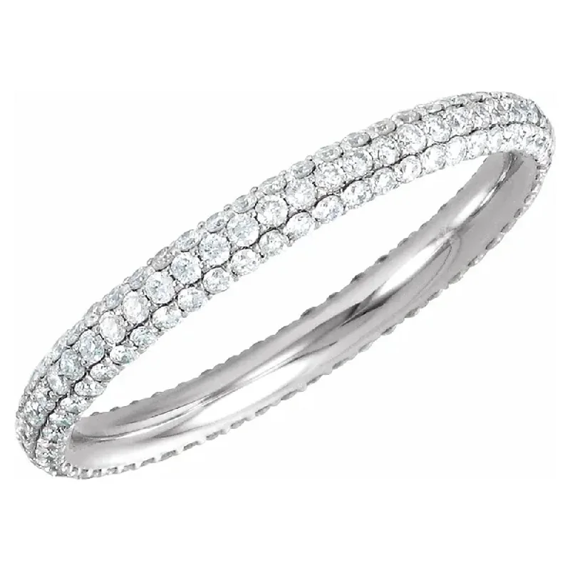 Trendy Wedding Rings For Couples-Platinum Eternity Pave Diamond Band 2128