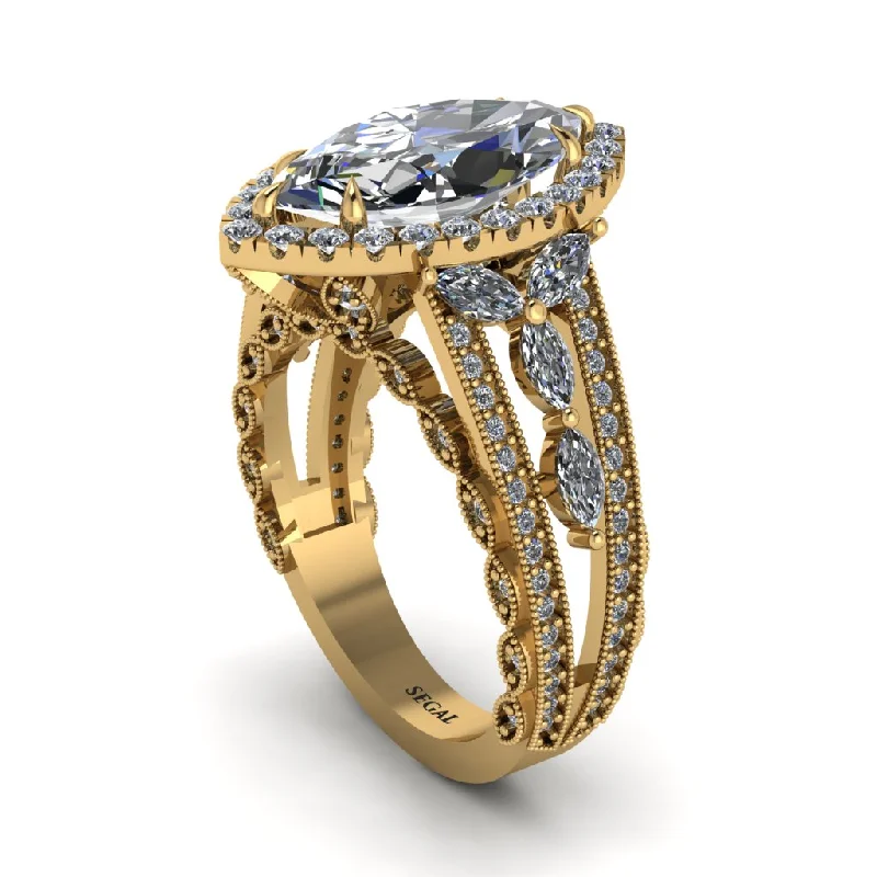 Custom Vintage Rings For Bold Fashion-Diamond Majestic Splendor Engagement Ring - Antonella No. 1