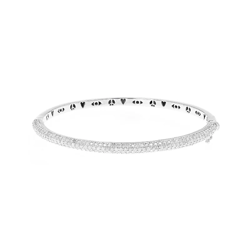 Bangles In Silver-Skinny Silver Hinged Bangle with Icon Gallery B0003759