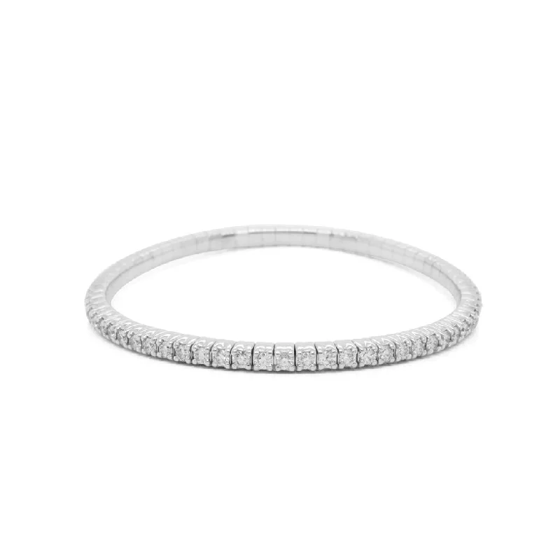 Bracelets For High Fashion-18K White Gold Diamond Stretch Bracelet