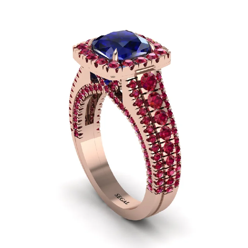 Customizable Gold Rings For Personal Style-Cushion Cut Sapphire Eternal Splendor Engagement Ring - Lorelei No. 59