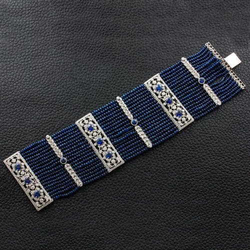 Bracelets With Fashionable Details-Sapphire & Diamond Estate Bracelet