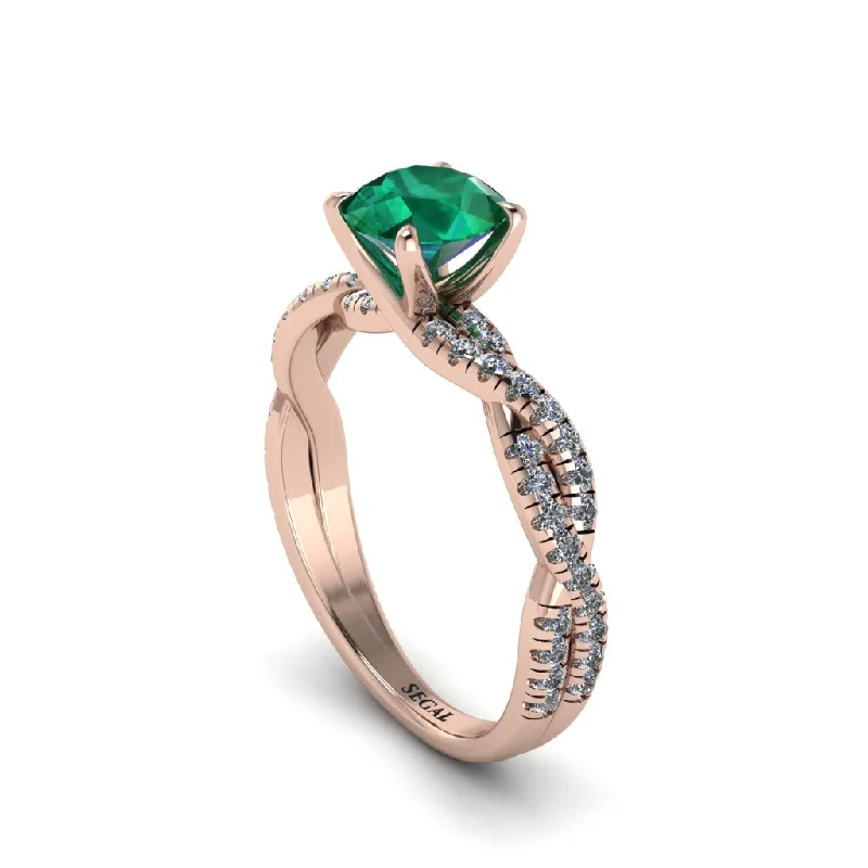 Sparkling Engagement Rings For Brides-Round Cut Emerald Eternal Embrace Engagement Ring - Nia No. 5