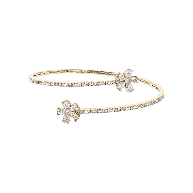 Bangles With Unique Styles-Salavetti 18K Rose Gold Diamond Bangle Bracelet