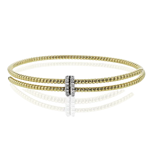 Bangles In Minimalist Style-Beaded Bangle in 18k Gold With Diamonds LB2452-Y