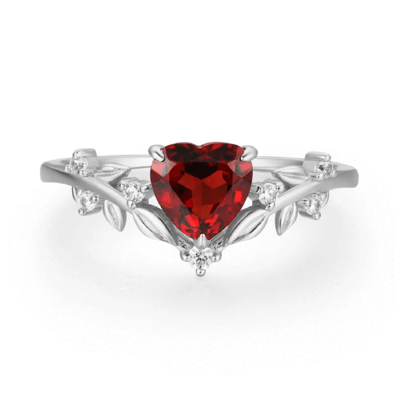 Unique Silver Rings For Special Events-Heart’s Desire Red Garnet Ring©