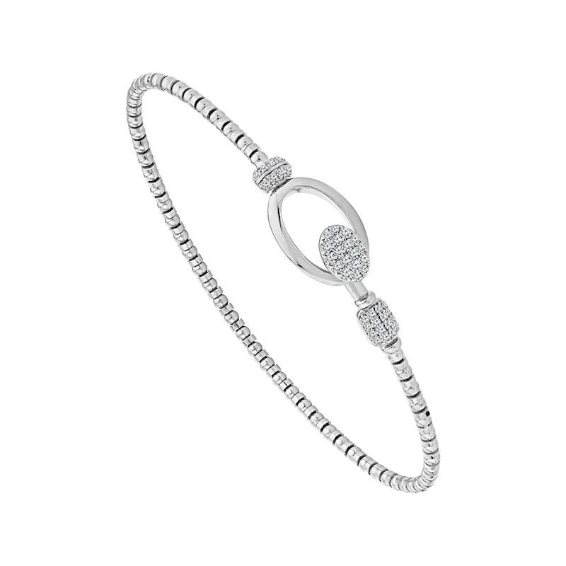 Bangles For Urban Fashion-1/4 Ctw Flexible Diamond Bangle Bracelet in 14 Karat White Gold