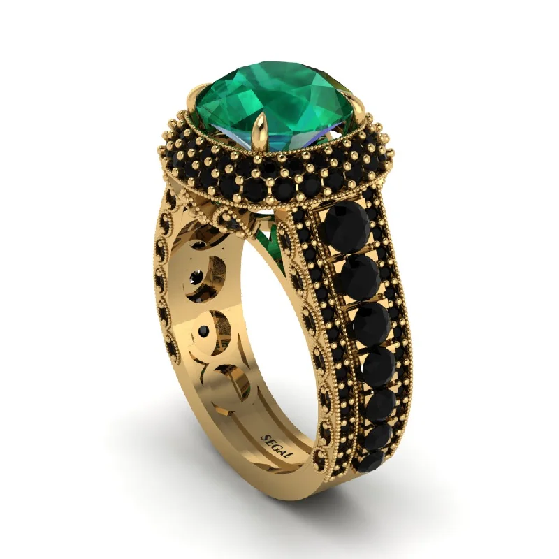 Beautiful Emerald Rings For Engagement-Emerald Radiant Majesty Pave Engagement Ring - Cataleya No. 34