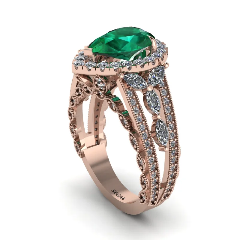 Beautiful Cocktail Rings For Weddings-Emerald Imperial Blossom Engagement Ring - April No. 5