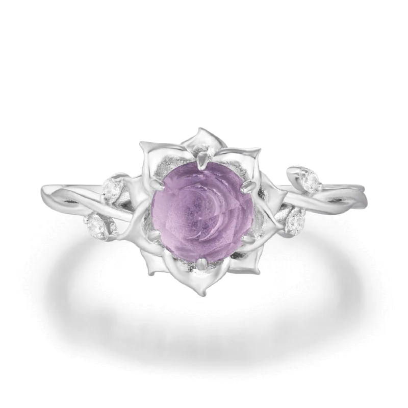 Classic Gold Rings For Timeless Style-Moonflower Amethyst Ring