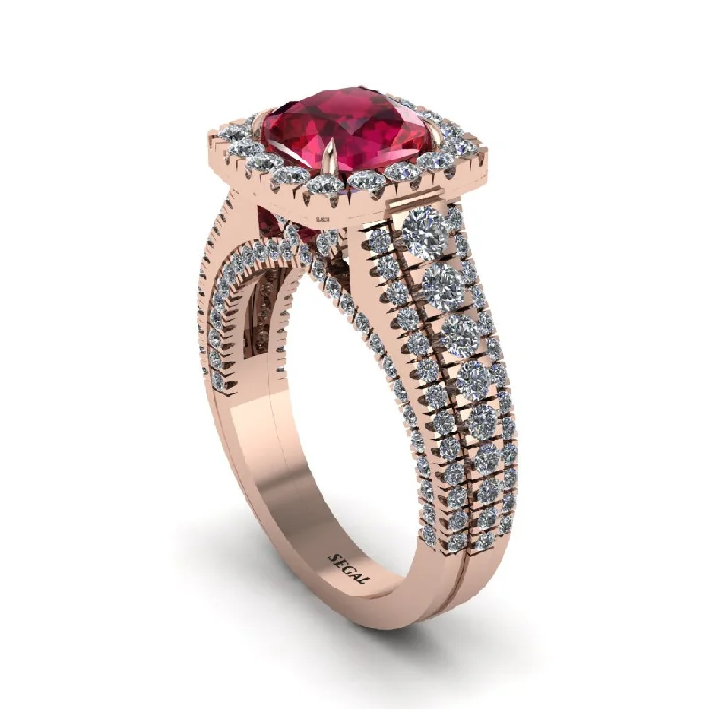 Bold Statement Rings For Fashionistas-Cushion Cut Ruby Eternal Splendor Engagement Ring - Lorelei No. 11