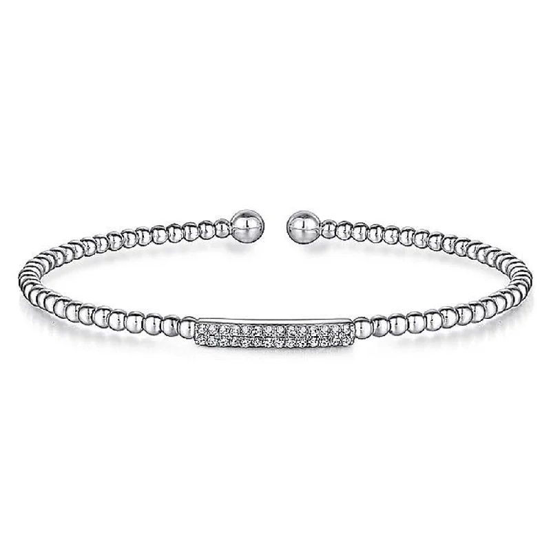 Bracelets For Urban Fashion-Gabriel& Co. 14K White Gold Bujukan Bead Cuff Bracelet with Diamonds