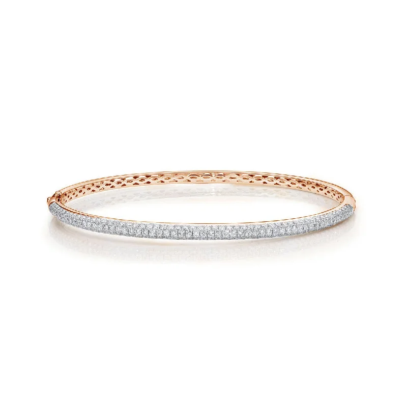 Bangles With Geometric Shapes-Pave Diamond Bangle Bracelet