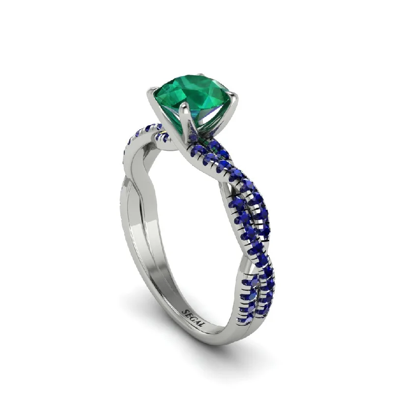 Fashionable Cocktail Rings For Special Events-Round Cut Emerald Eternal Embrace Engagement Ring - Nia No. 66