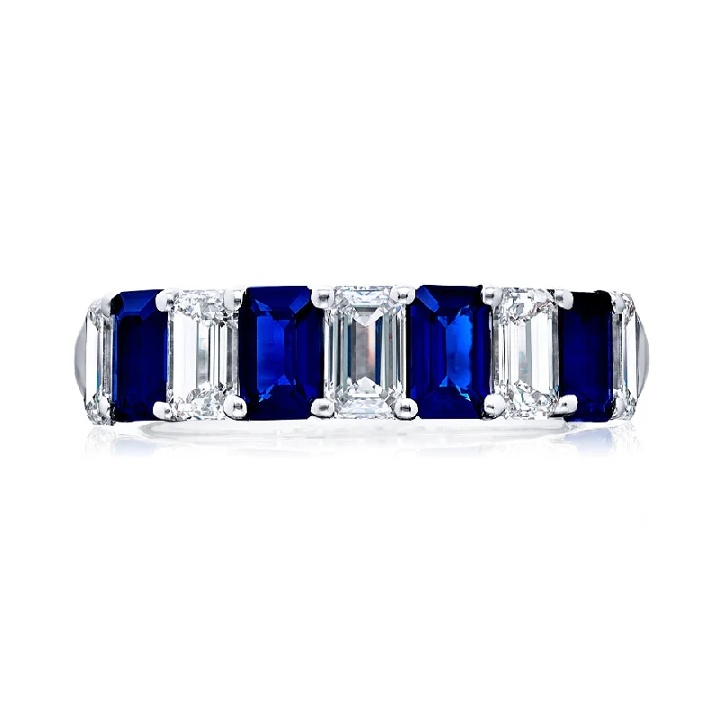 Stunning Sapphire Rings For Engagement-JB Star Sapphire & Diamond Anniversary Band Ring Platinum