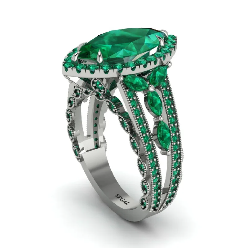 Personalized Birthstone Rings For Custom Jewelry-Emerald Majestic Splendor Engagement Ring - Antonella No. 21