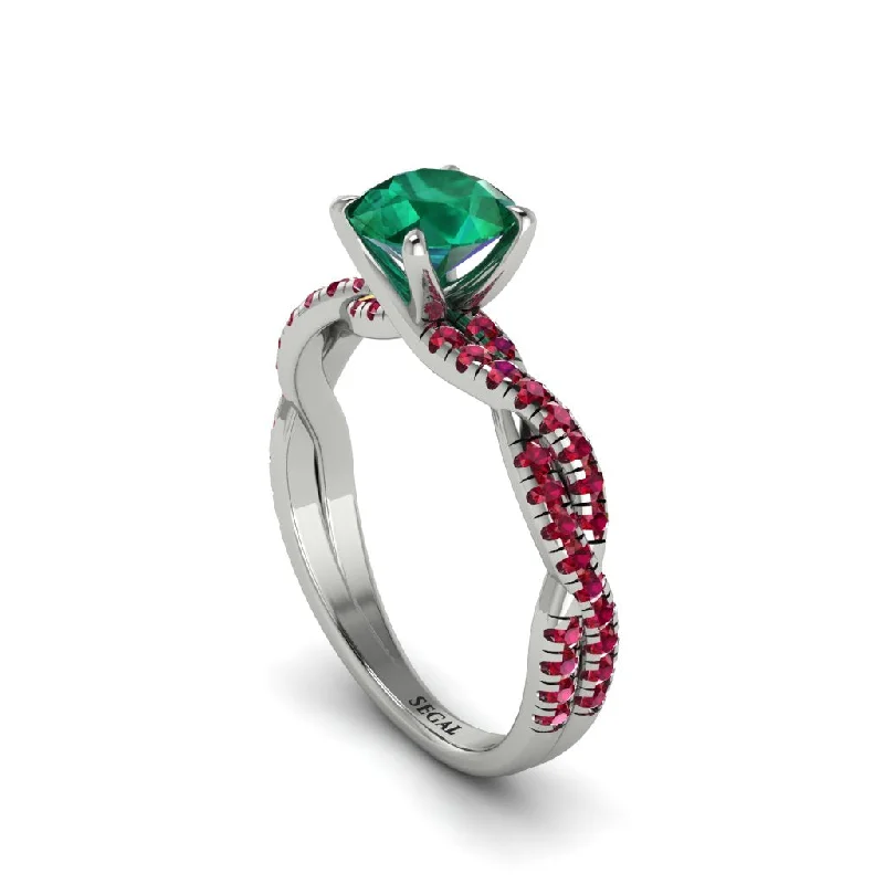 Vintage Cocktail Rings For Statement Fashion-Round Cut Emerald Eternal Embrace Engagement Ring - Nia No. 51