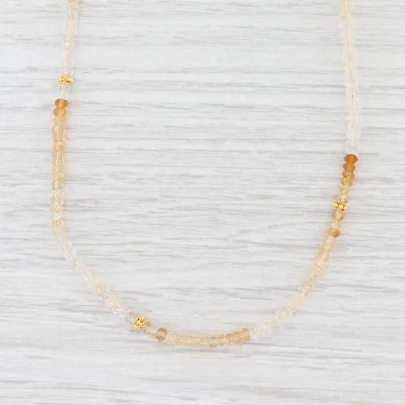 Elegant Crystal Chain Necklaces For Weddings-New Nina Nguyen Citrine Quartz Bead Necklace Sterling Gold Vermeil Adjustable