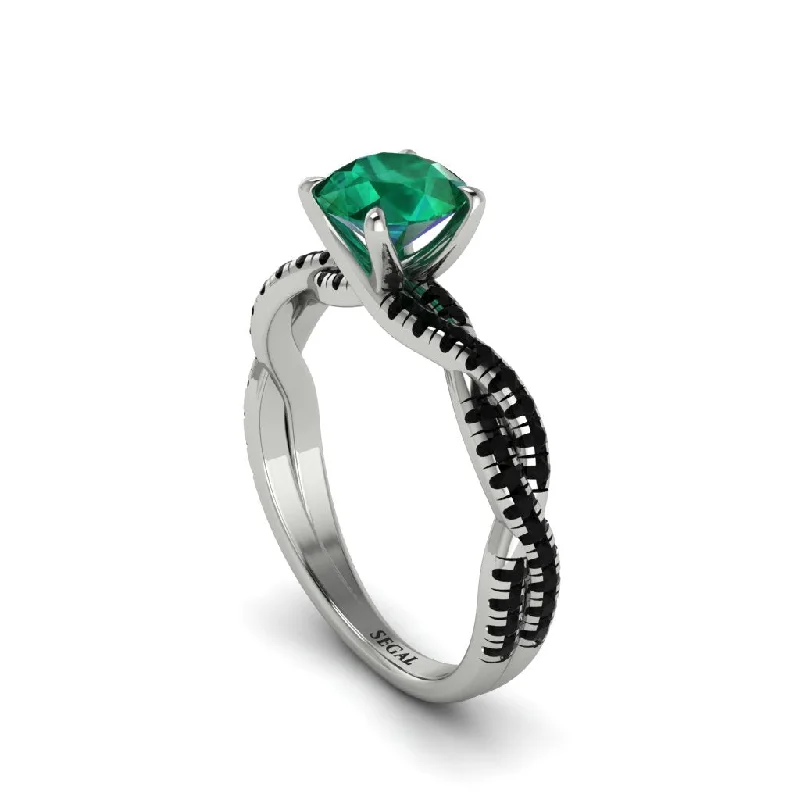 Custom Gold Rings For Meaningful Gifts-Round Cut Emerald Eternal Embrace Engagement Ring - Nia No. 36