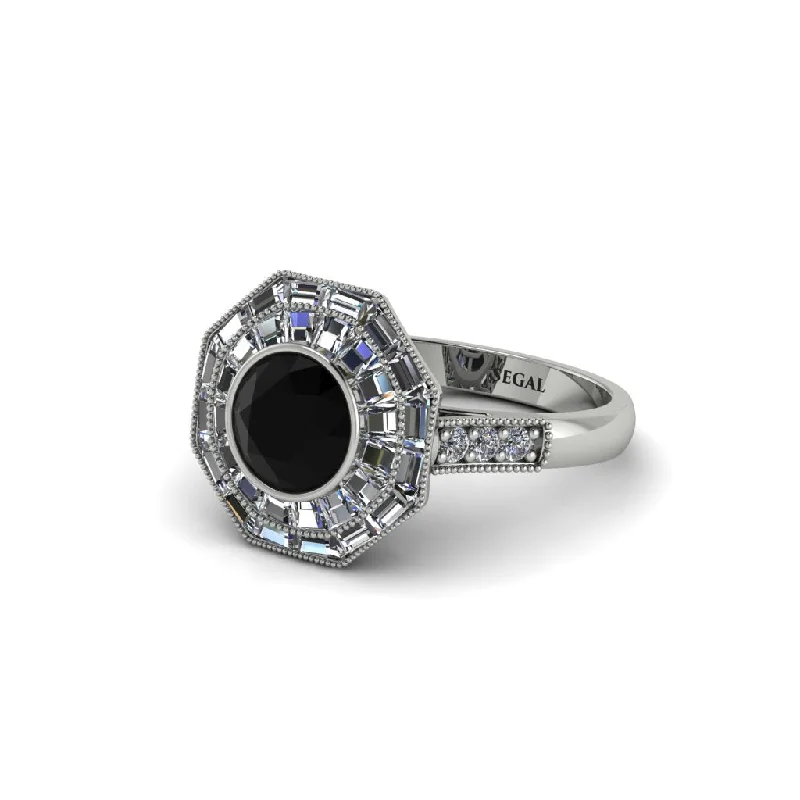 Chunky Silver Rings For Bold Fashion-Black Diamond Radiant Majesty Engagement Ring - Francesca No. 9