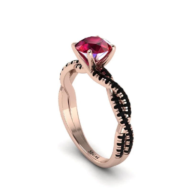 Bold Titanium Rings For Men’s Fashion-Round Cut Ruby Eternal Embrace Engagement Ring - Nia No. 41