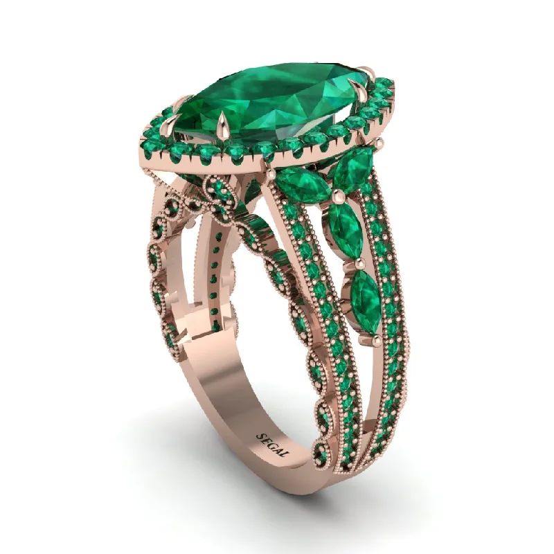 Elegant Wedding Rings For Non-Traditional Couples-Emerald Majestic Splendor Engagement Ring - Antonella No. 20