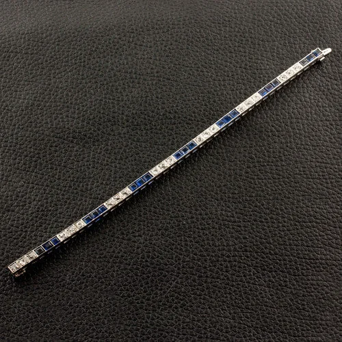 Bracelets In Minimalist Style-Sapphire & Diamond Bracelet