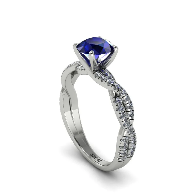 Beautiful Wedding Bands For Same-Sex Couples-Round Cut Sapphire Eternal Embrace Engagement Ring - Nia No. 15