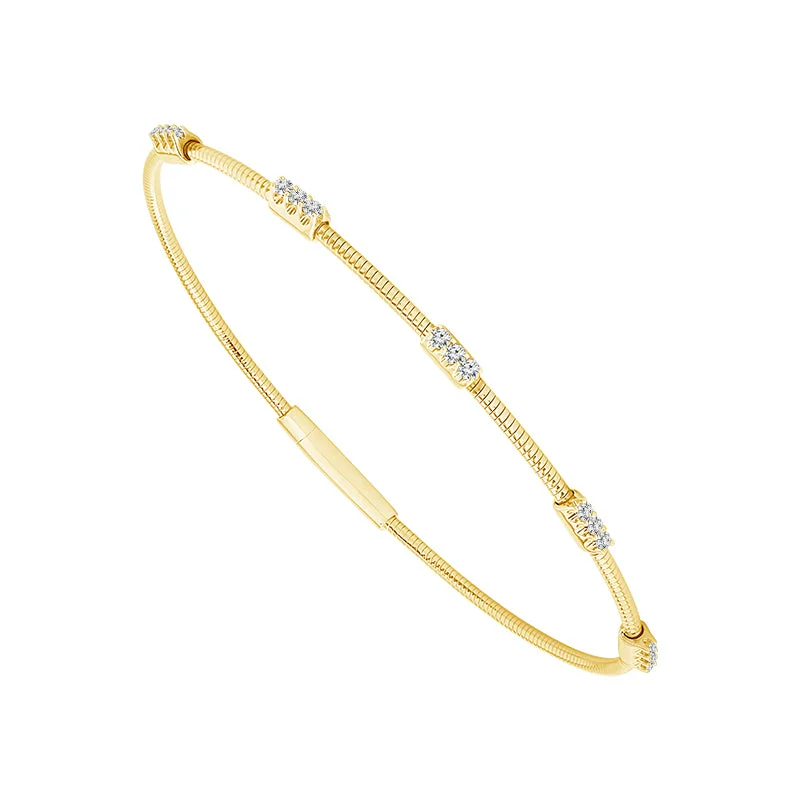 Bangles For Glamorous Look-Flexible Diamond Bangle Bracelet 1/5 Ctw in 14 Karat Yellow Gold