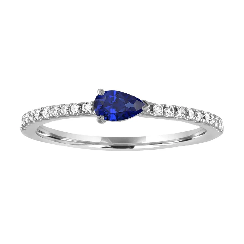 Custom Birthstone Wedding Rings For Brides-My Story 14k White Gold "The Layla" Sapphire Ring