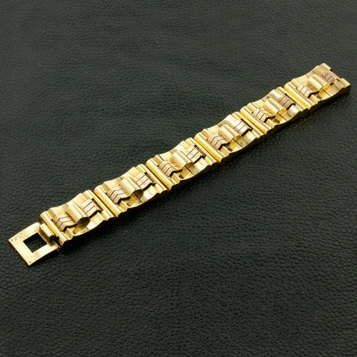 Bracelets With Embellishments-18k Yellow & Rose Gold Retro Bracelet