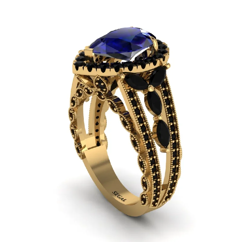 Personalized Stackable Rings For Trendy Brides-Sapphire Imperial Blossom Engagement Ring - April No. 43