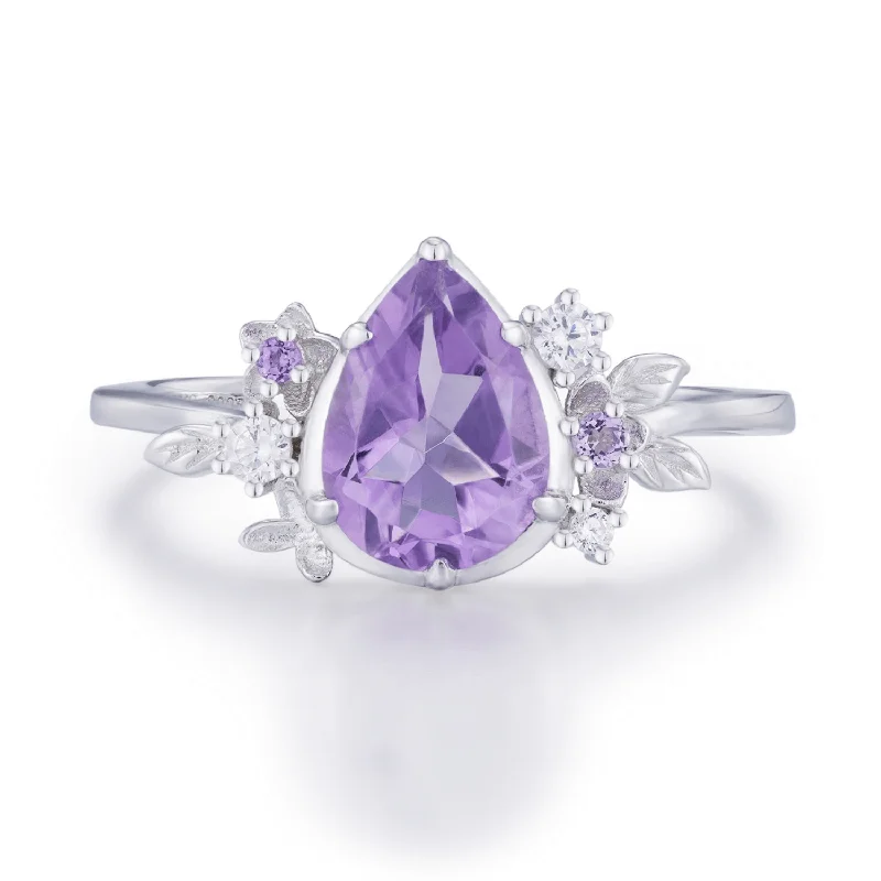 Simple Diamond Engagement Rings For Brides-Violet Blooms Amethyst Ring