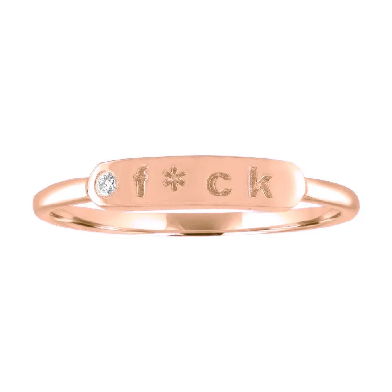 Personalized Heart Rings For Love Gifts-My Story 14k Gold "F*ck" Skinny Signet Ring