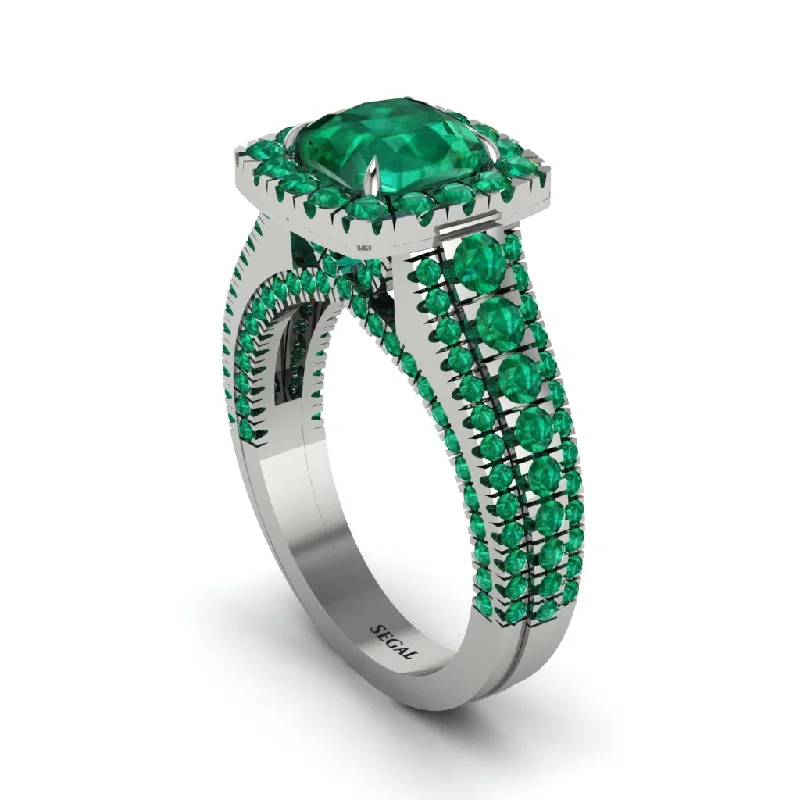 Vintage Wedding Rings For Retro Brides-Cushion Cut Emerald Eternal Splendor Engagement Ring - Lorelei No. 21