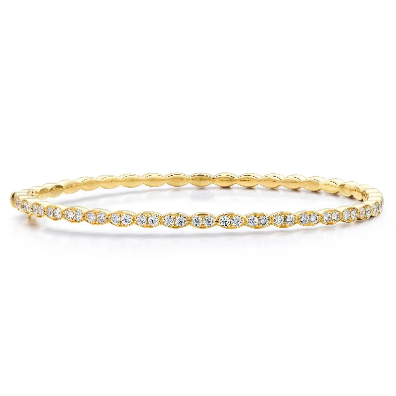 Bangles With Oval Shapes-Lorelei Floral Diamond Bangle